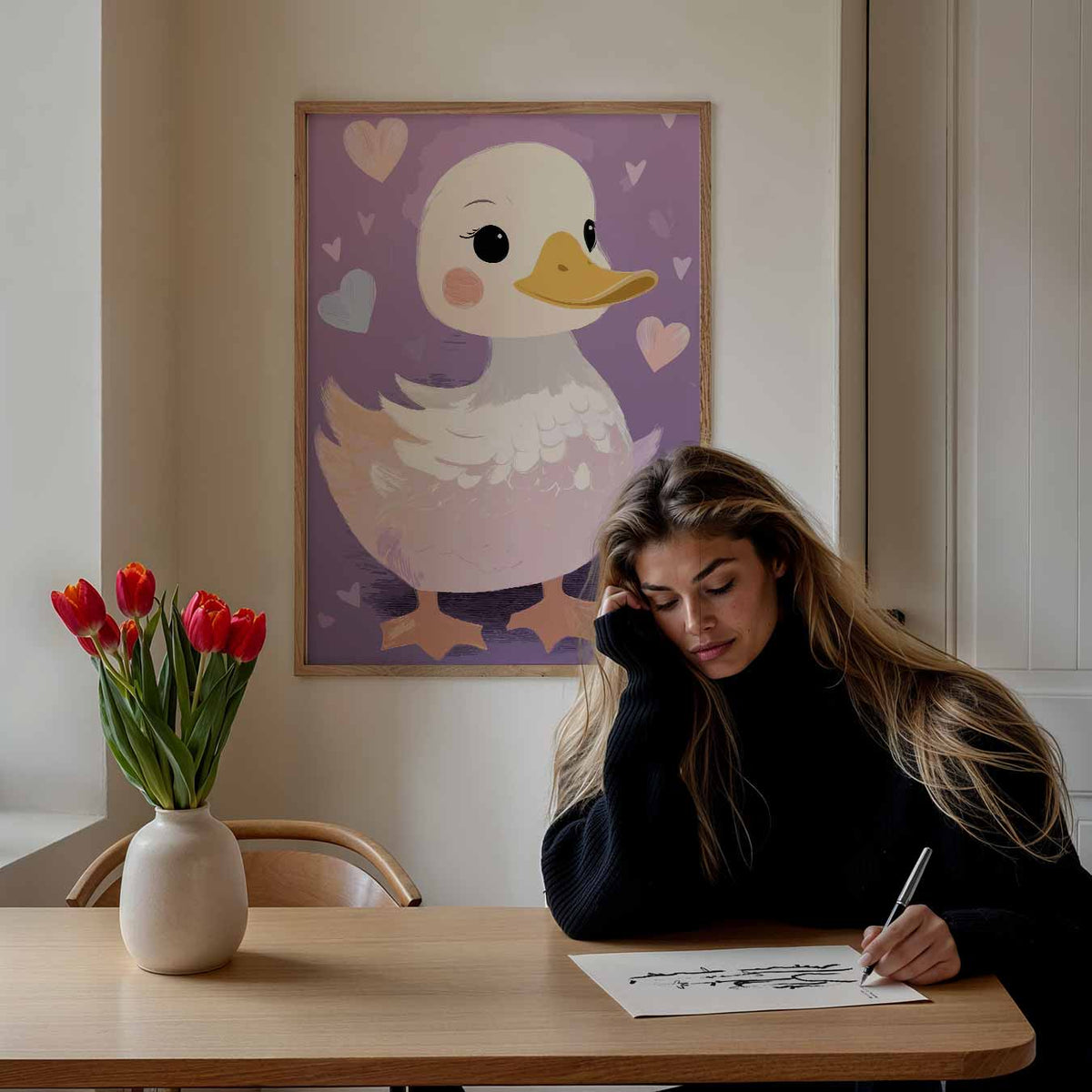Schattige Eend Decoratieve – staande muurposter voor de kinderkamer