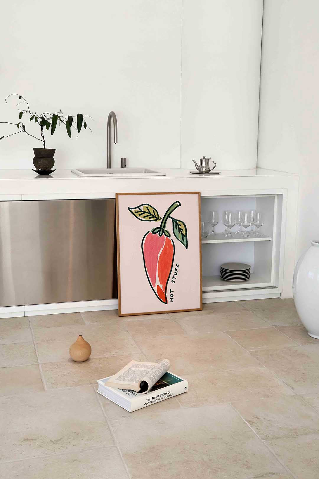 Paprika met tekst – culinaire wandkunst als portret poster