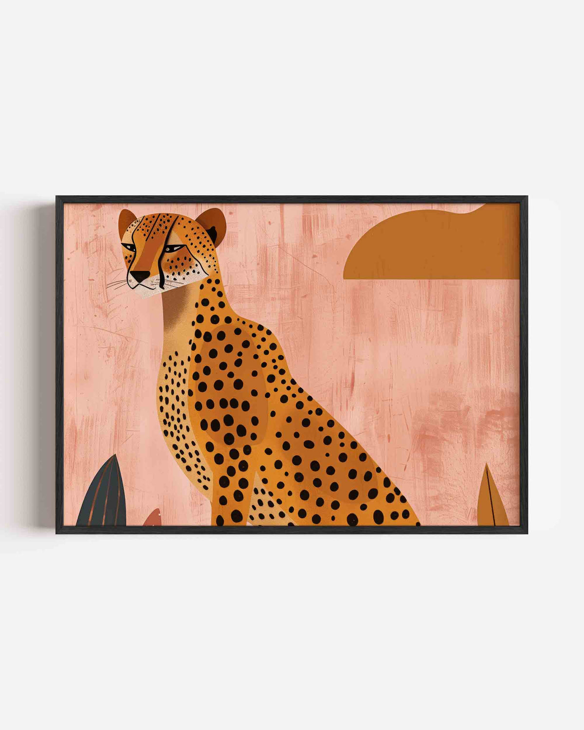 Luipaard op roze achtergrond – landscape kinderposter als wanddecoratie