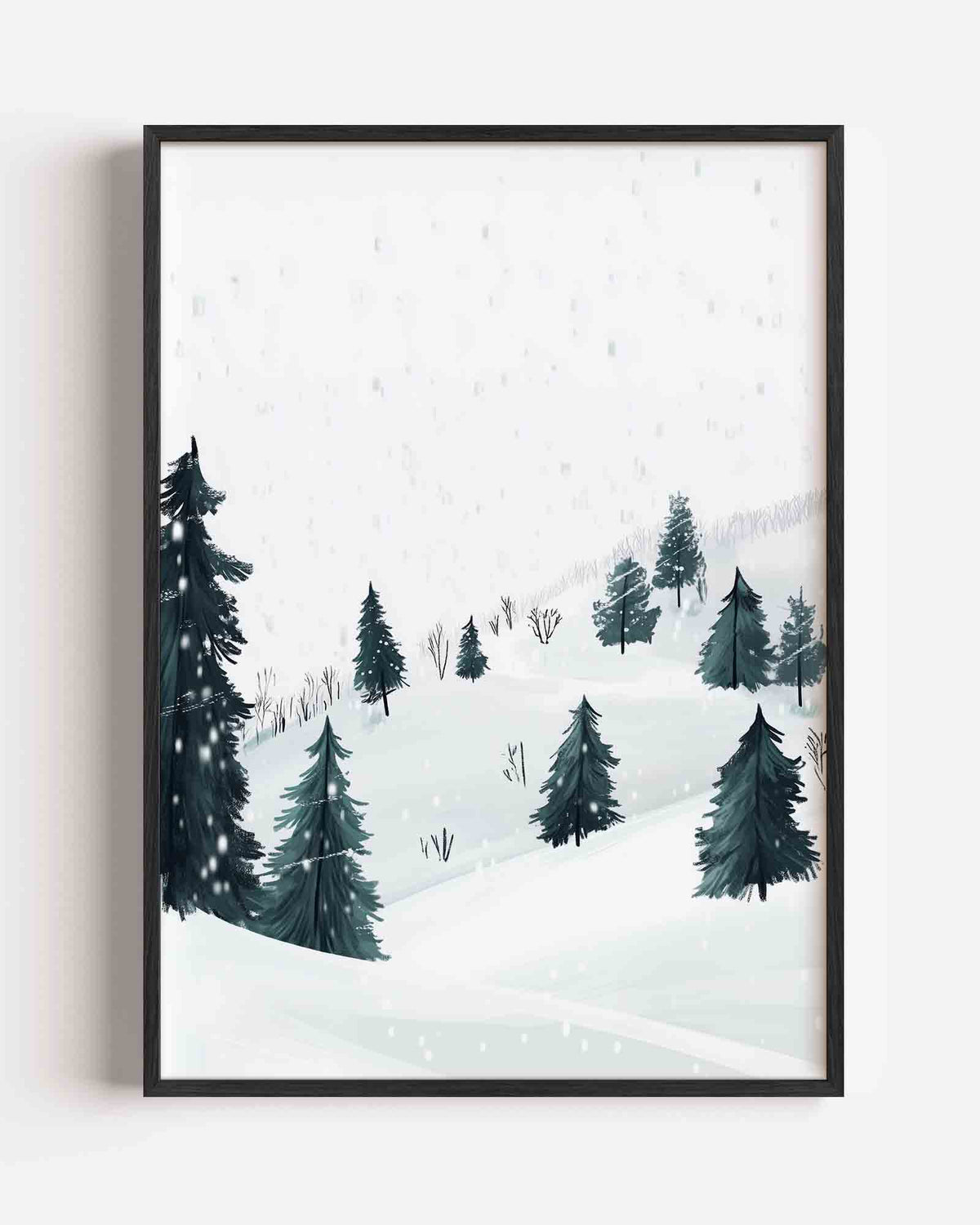 Sneeuwlandschap met bomen – kids portret poster als wanddecoratie