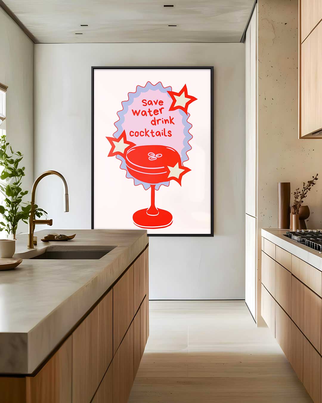 Red Cocktail Fun Poster – staand kunstwerk voor modern interieur