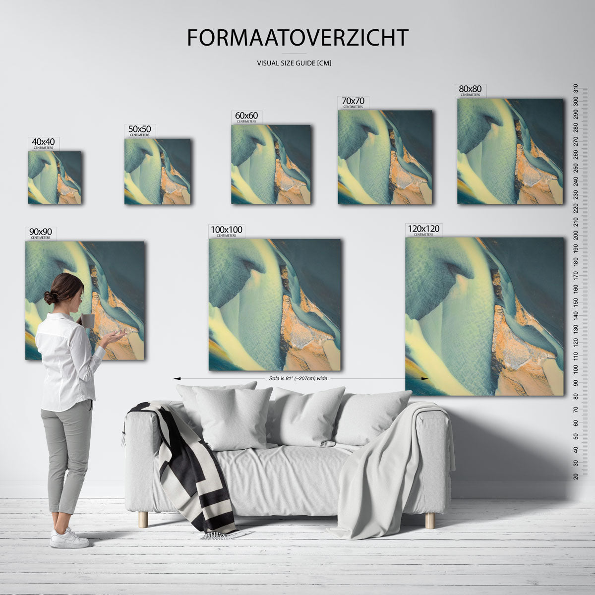 Organische vormen poster – sfeerbeeld – deze poster toont vloeiende lijnen en zachte overgangen tussen kleuren. De compositie