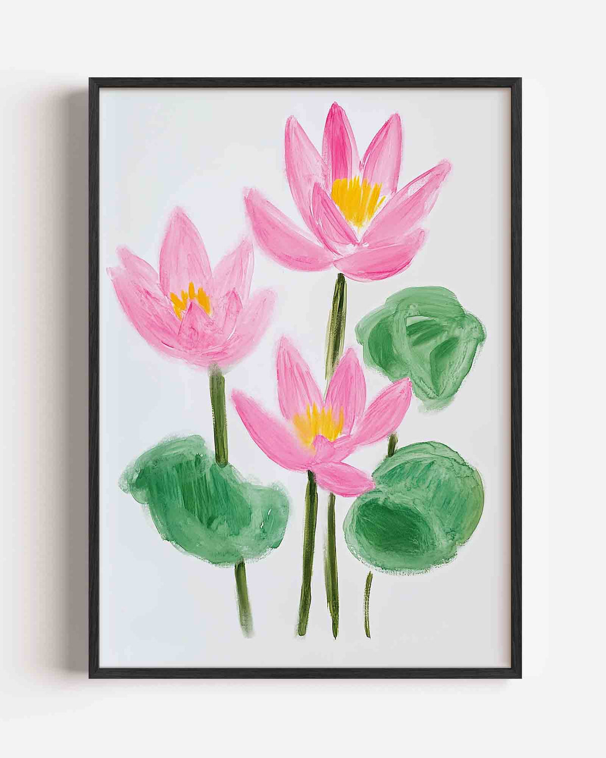 Roze bloemen en groene bladeren – bloemen portret poster als wanddecoratie