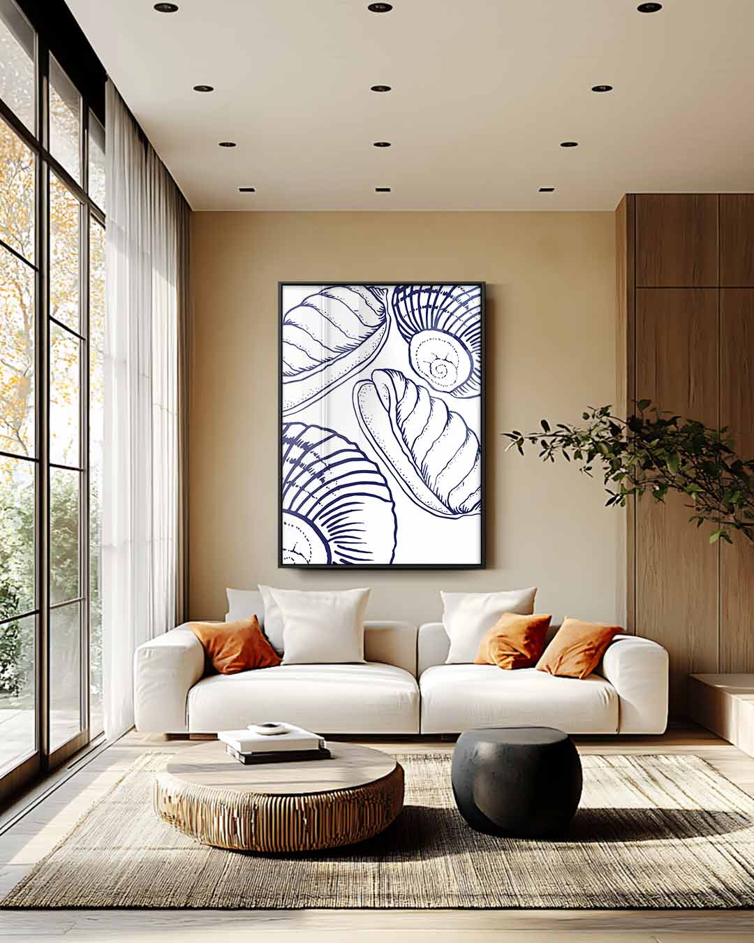 Elegante Schelpen Illustratie – staand kunstwerk voor modern interieur