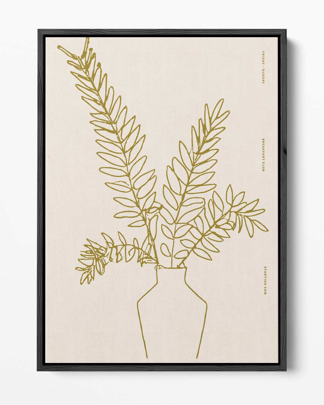 Minimalistische Bladeren in Vaas – portret kunstwerk als wanddecoratie