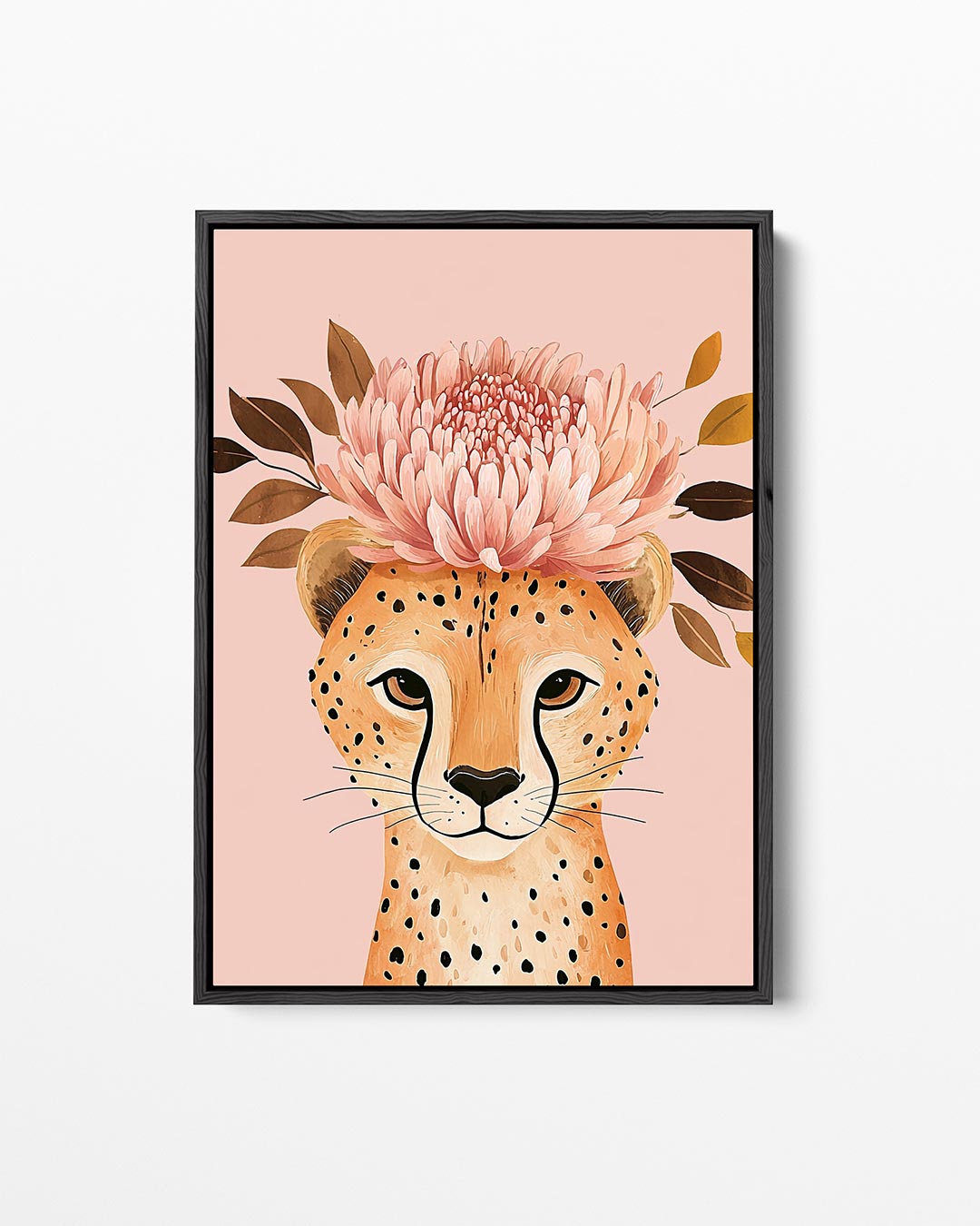 Dromerige cheetah bloemen – staand wanddecoratie kunstwerk