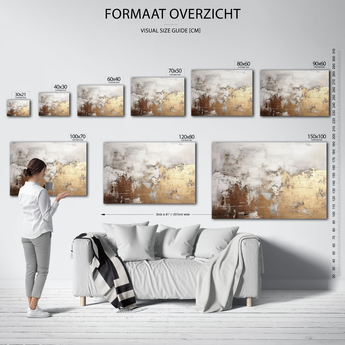 Abstracte textuur – liggende muurposter met abstracte vormen