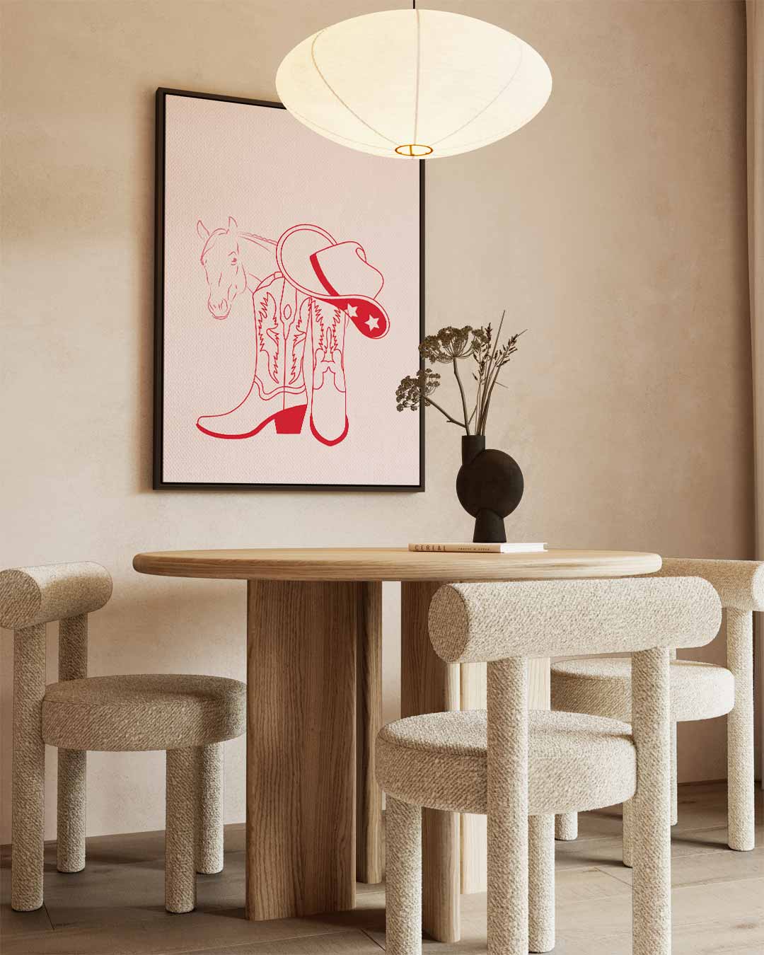 Cowboy Chic Illustratie – canvas wanddecoratie in portret formaat