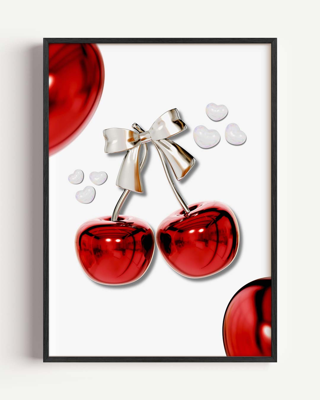 Kersenliefde met Strik – zomer portret poster als wanddecoratie