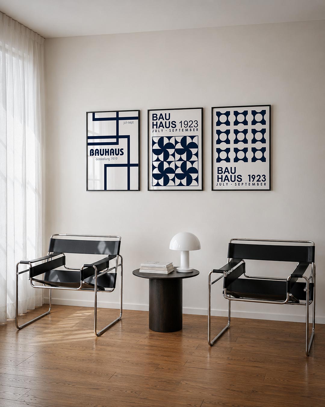 Lijnen en vlakken driedelige posterset – deze posterset in drie delen toont een spel van donkere lijnen op een lichte