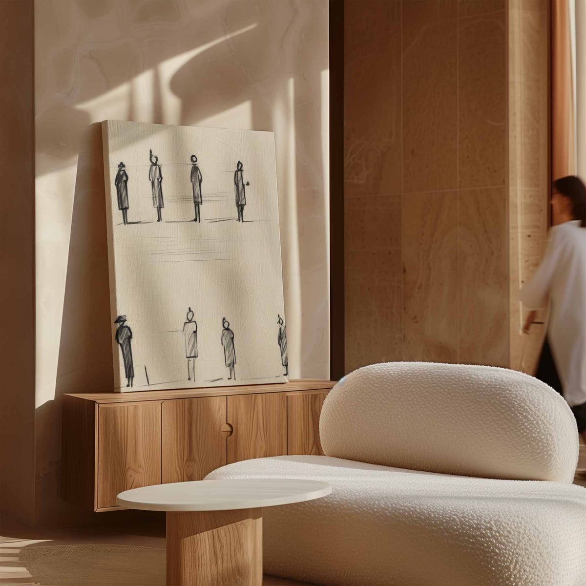 Stilte in Beweging – staande wandkunst voor woonkamer of interieur