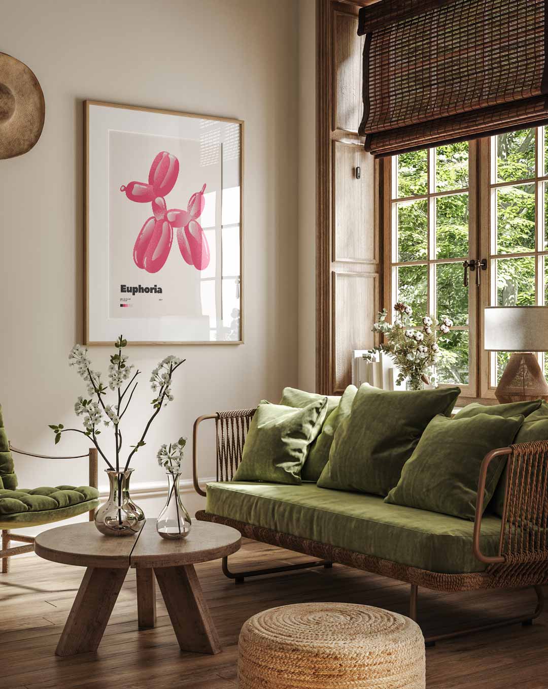 Balloon Hondje – staande muurposter met Popart uitstraling