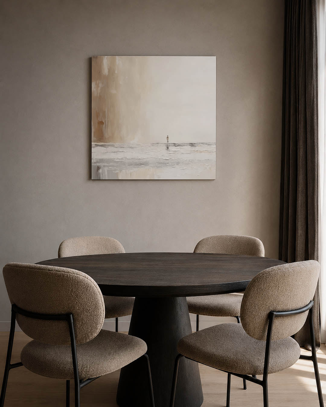 Abstract kunstwerk – tweede productweergave – een abstract kunstwerk met donkere tinten en een rustige visuele opbouw.