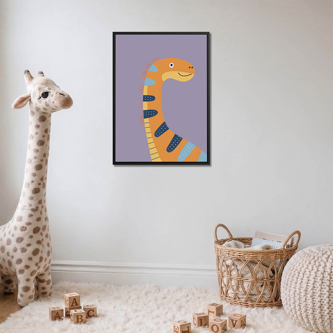 Vrolijke dinosaurus illustratie – moderne staande wandkunst