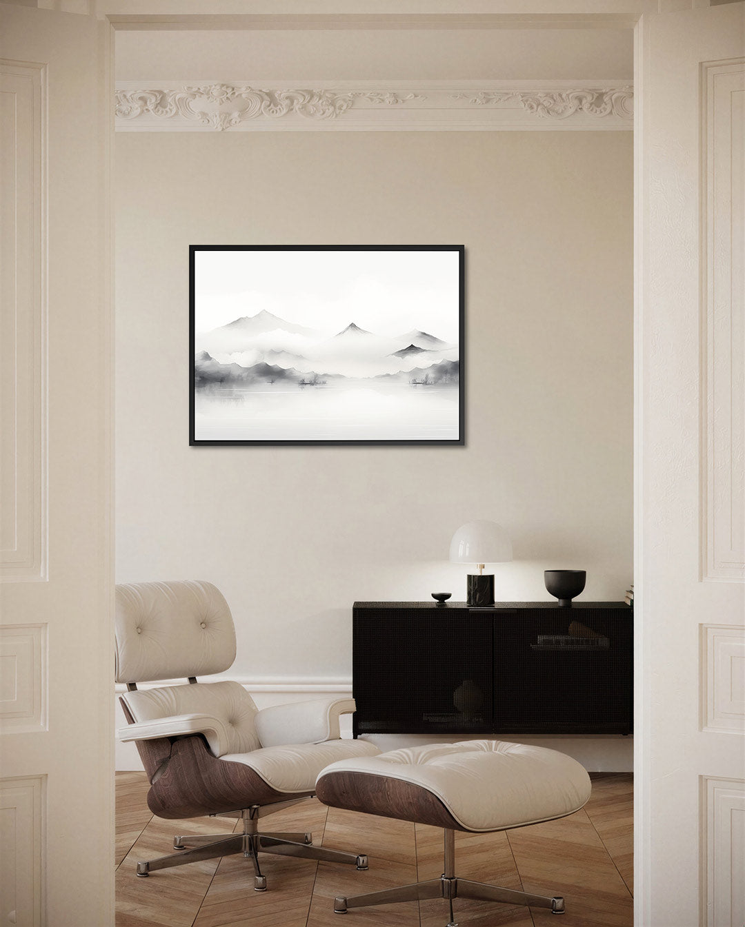 Serene berglandschap – liggende wanddecoratie
