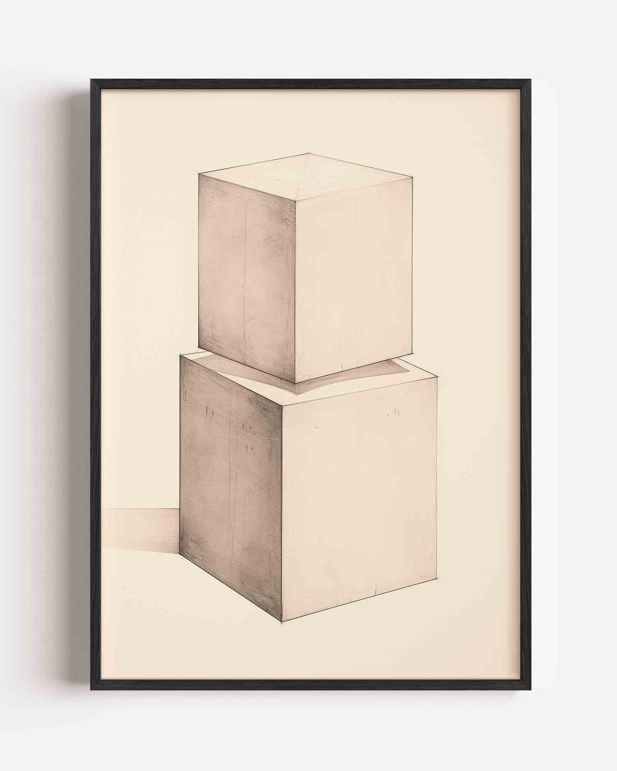 Twee kubussen – Kunst & Design poster als staande wanddecoratie