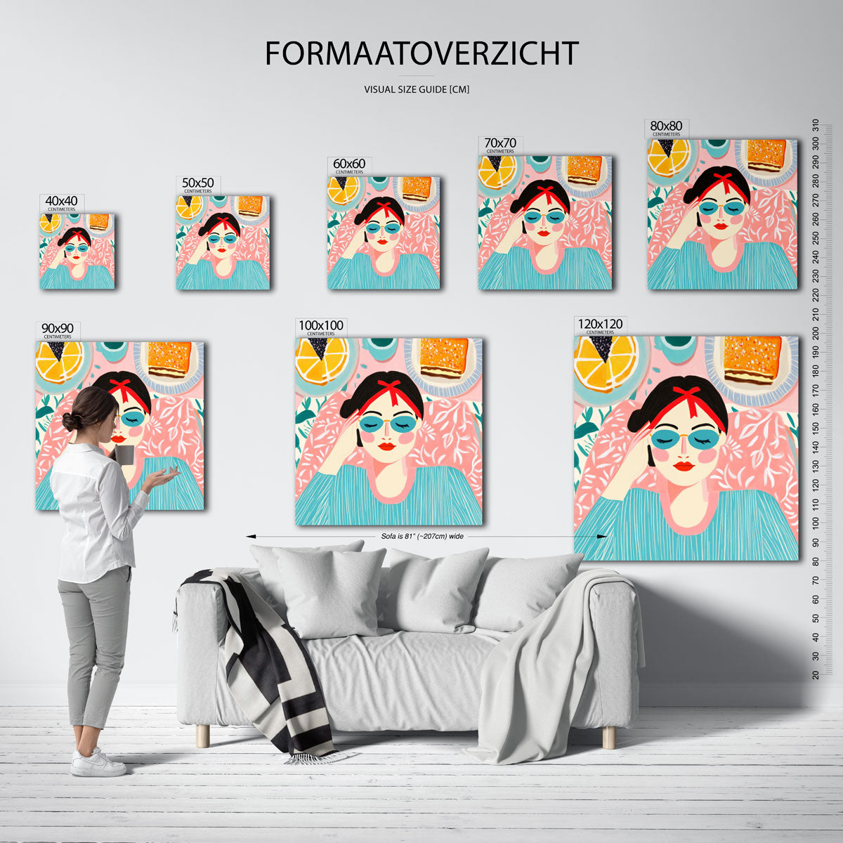 Vrouw met zonnebril – vierkante muurposter voor een modern interieur