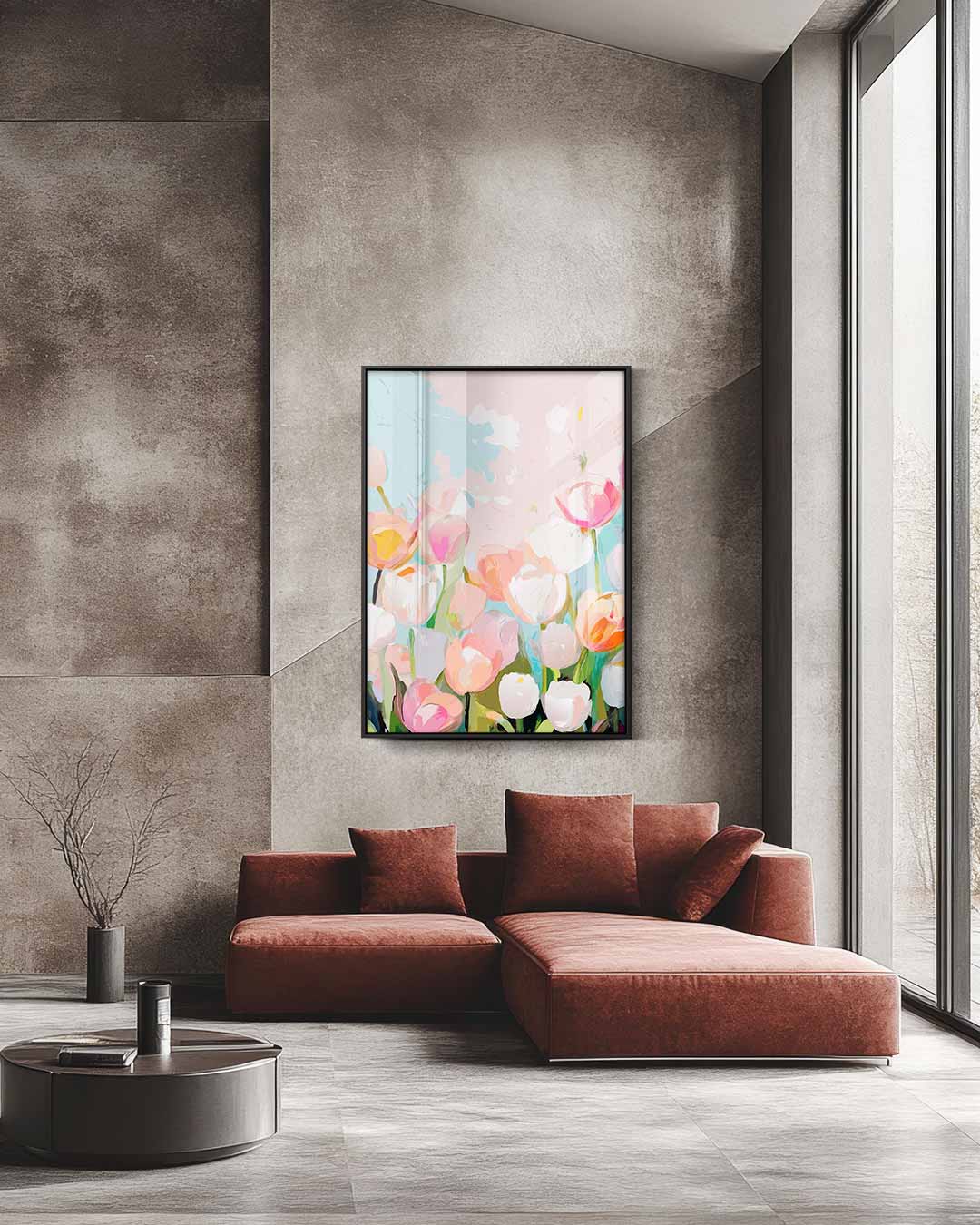 Bloemenpracht in Pasteltinten – staande wandkunst voor woonkamer of interieur