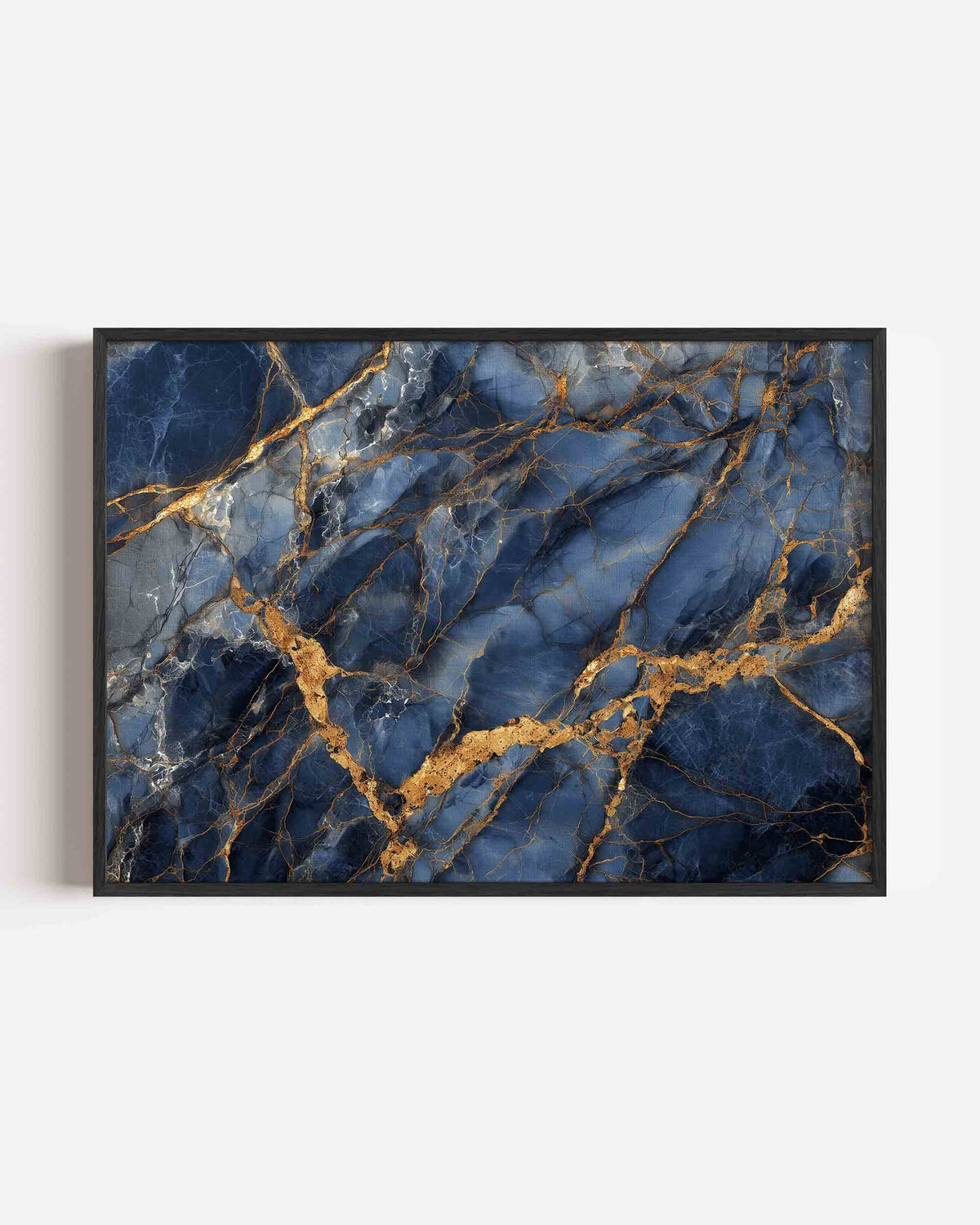 Blauw en goud marmer – abstracte landscape poster als wanddecoratie