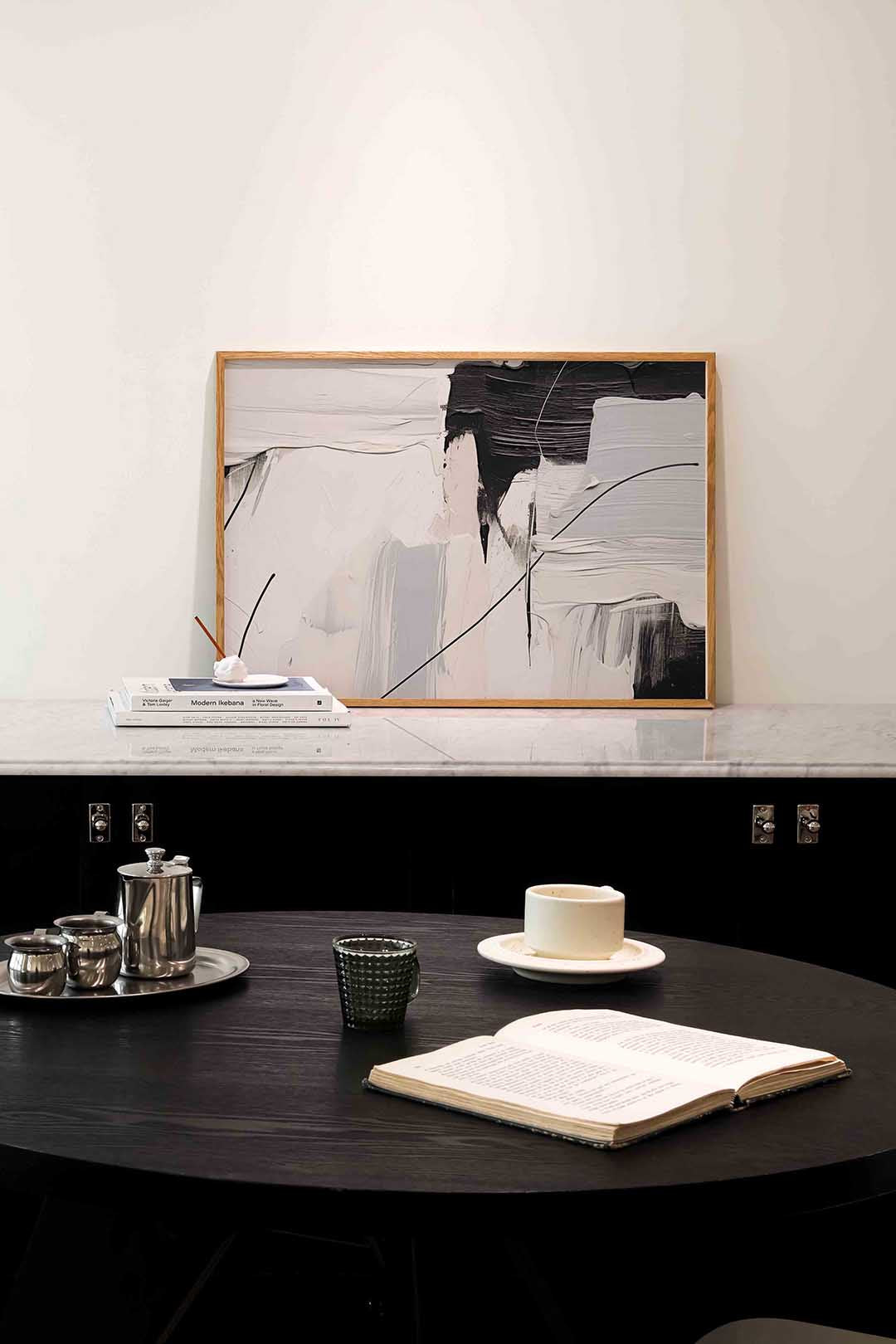 Abstracte zwart wit – abstracte poster in liggend formaat