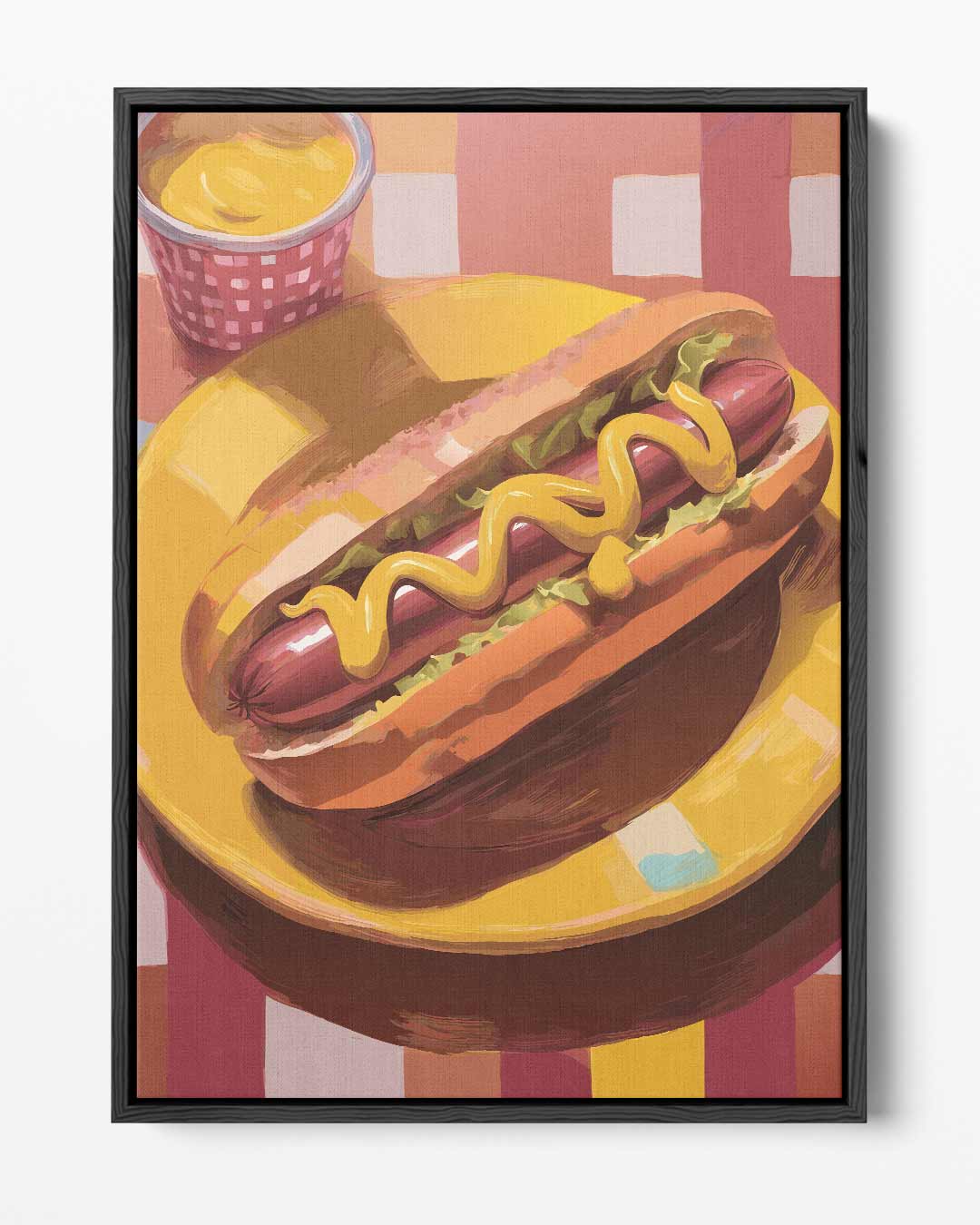 Smakelijke Hotdog Expressie – portret kunstwerk als wanddecoratie