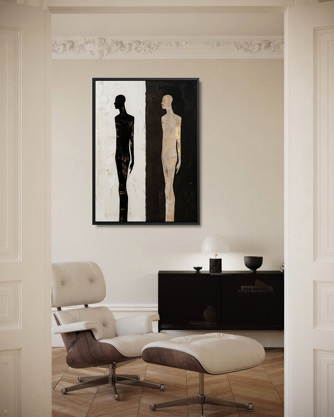 Tegenovergestelde figuren – moderne staande wandkunst