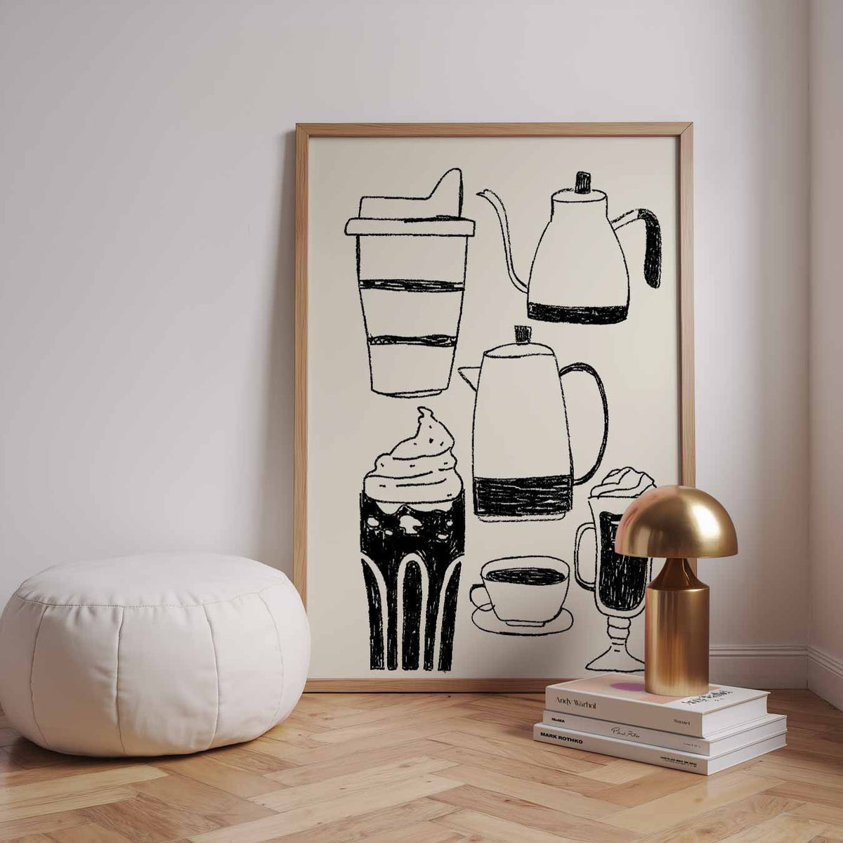 Koffiemoment Illustratie – staande zomer wanddecoratie van WallArtistic