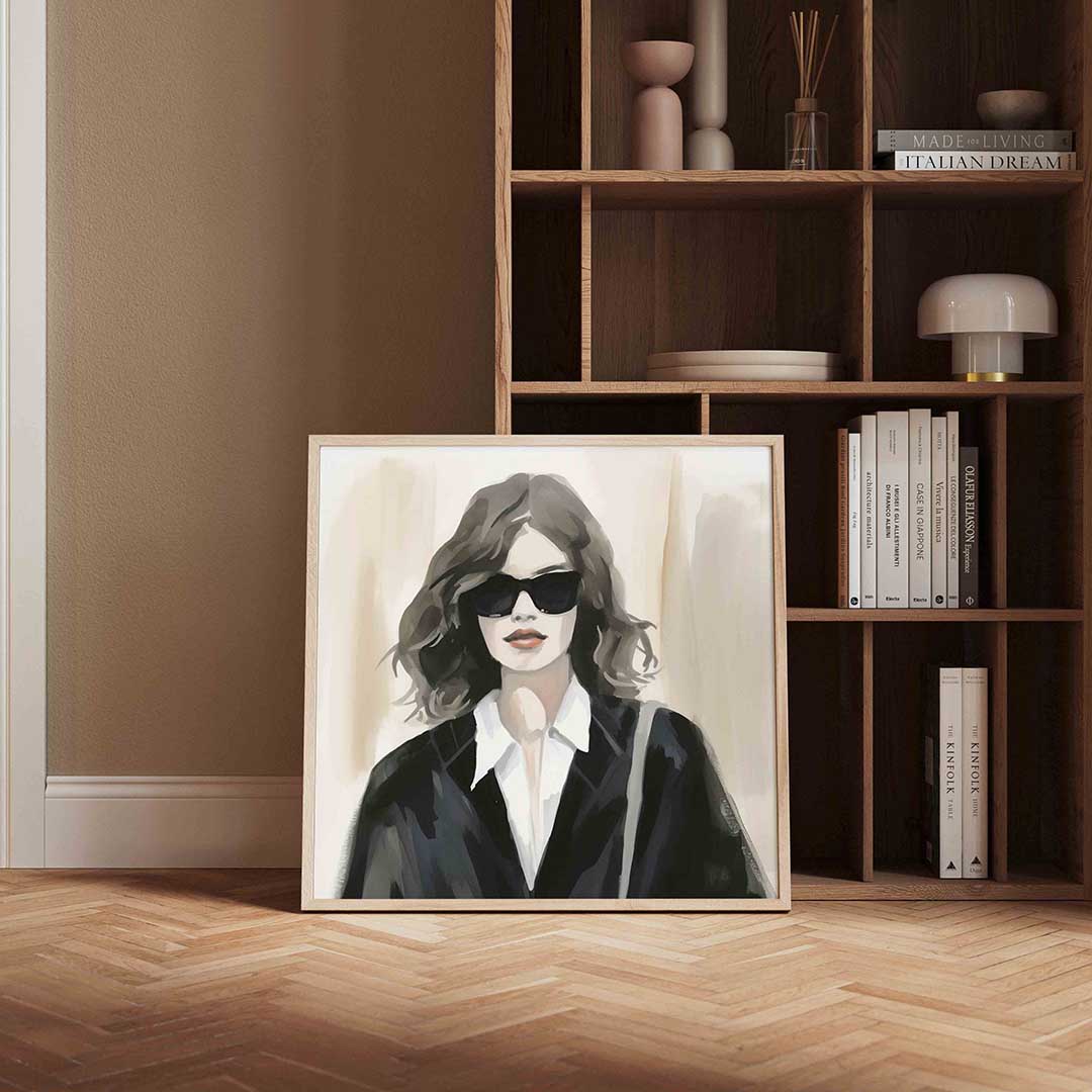 Vrouw met zonnebril – portret poster in vierkant formaat