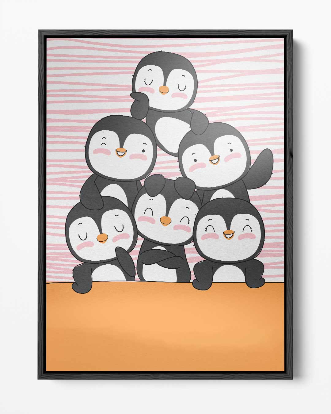 Vrolijke Pinguïn Vriendjes – portret kunstwerk als wanddecoratie