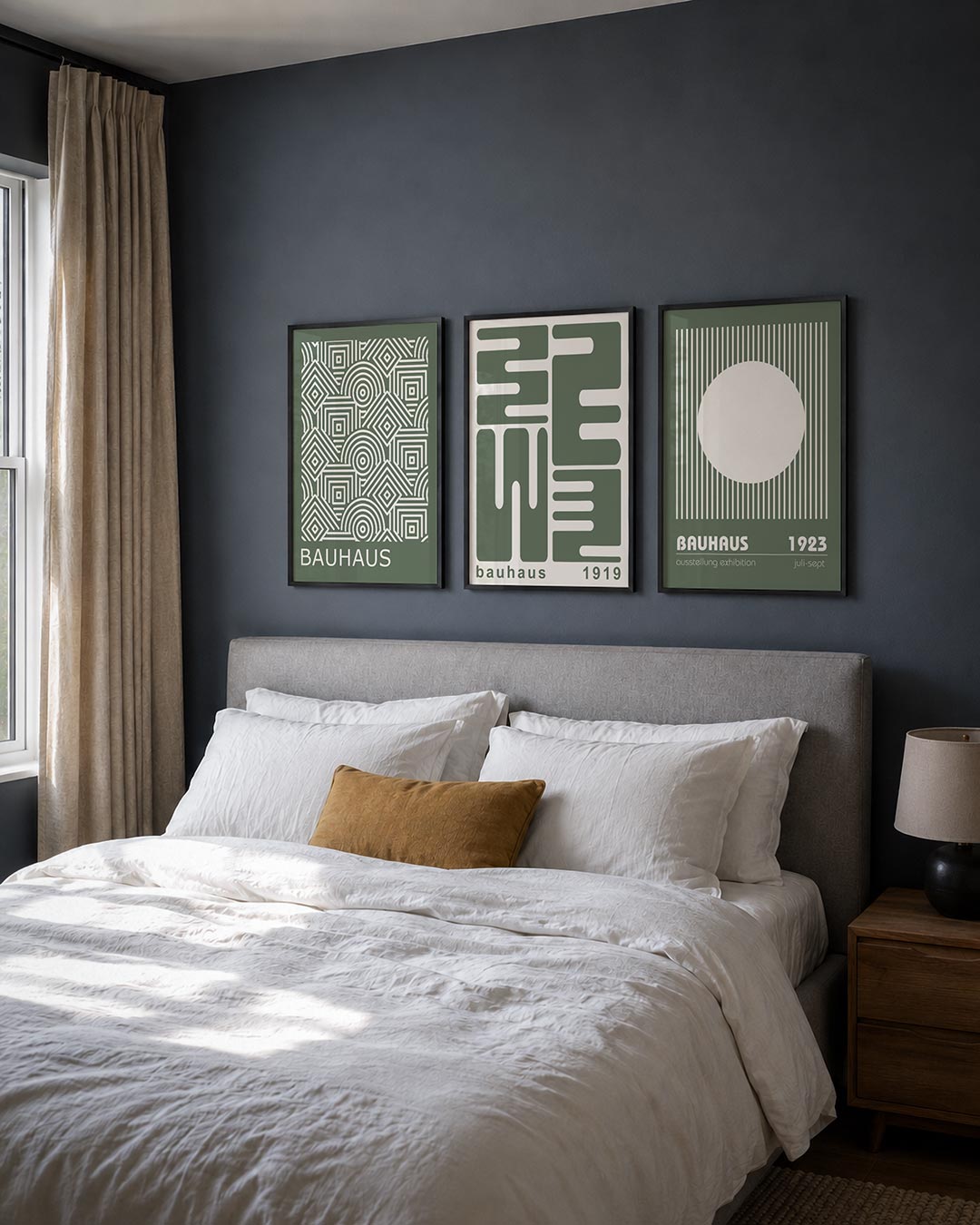 Lijnen en patronen posterset – detailweergave – deze posterset in drie delen toont een dynamisch lijnenspel met cirkels en