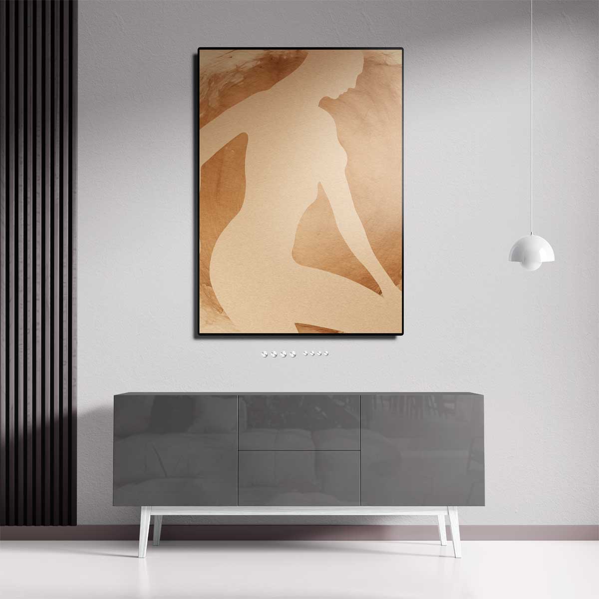 Elegante Silhouet in Neutrale Tinten – dibond kunstwerk als wanddecoratie