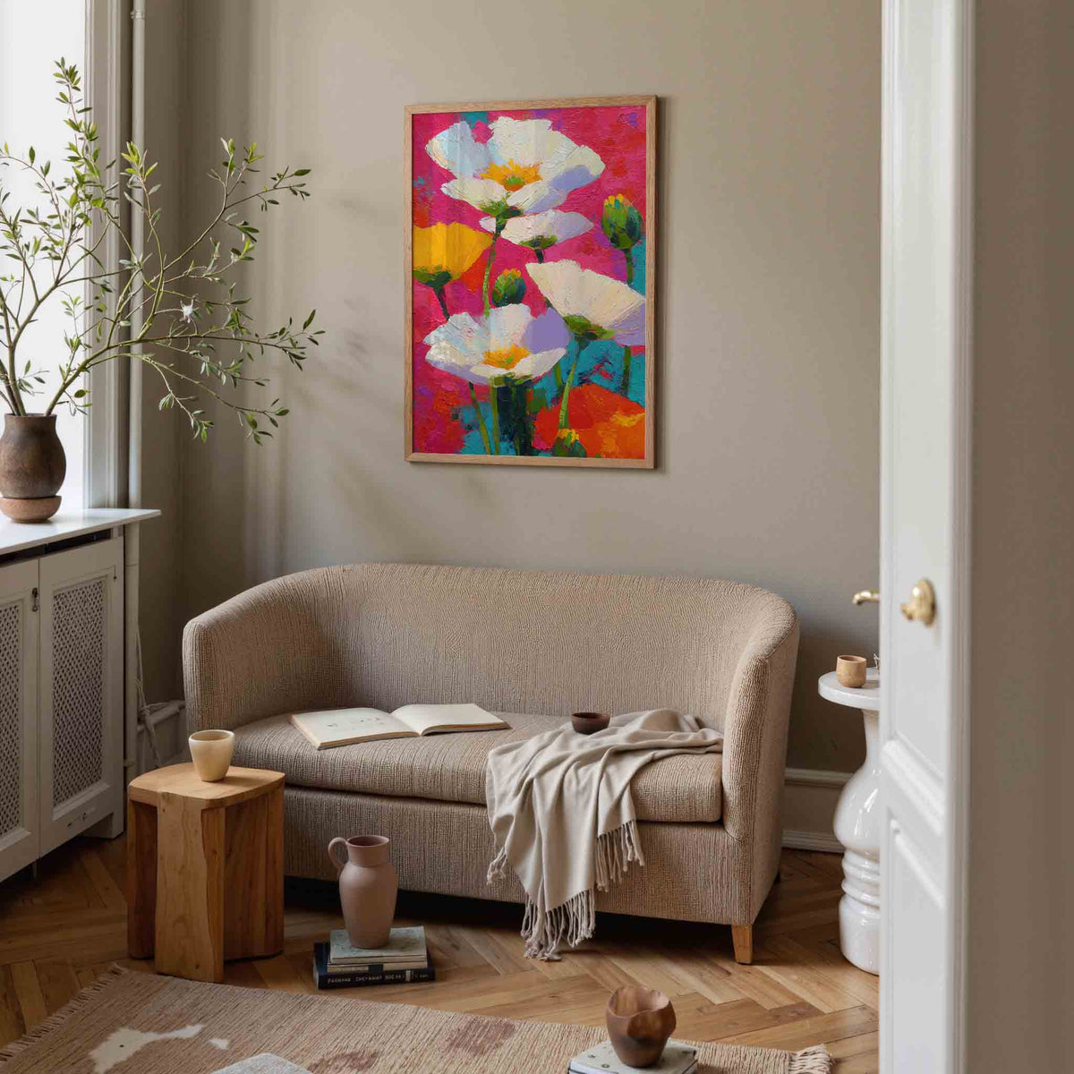 Bloemen in felle kleuren – illustratie poster in staand formaat