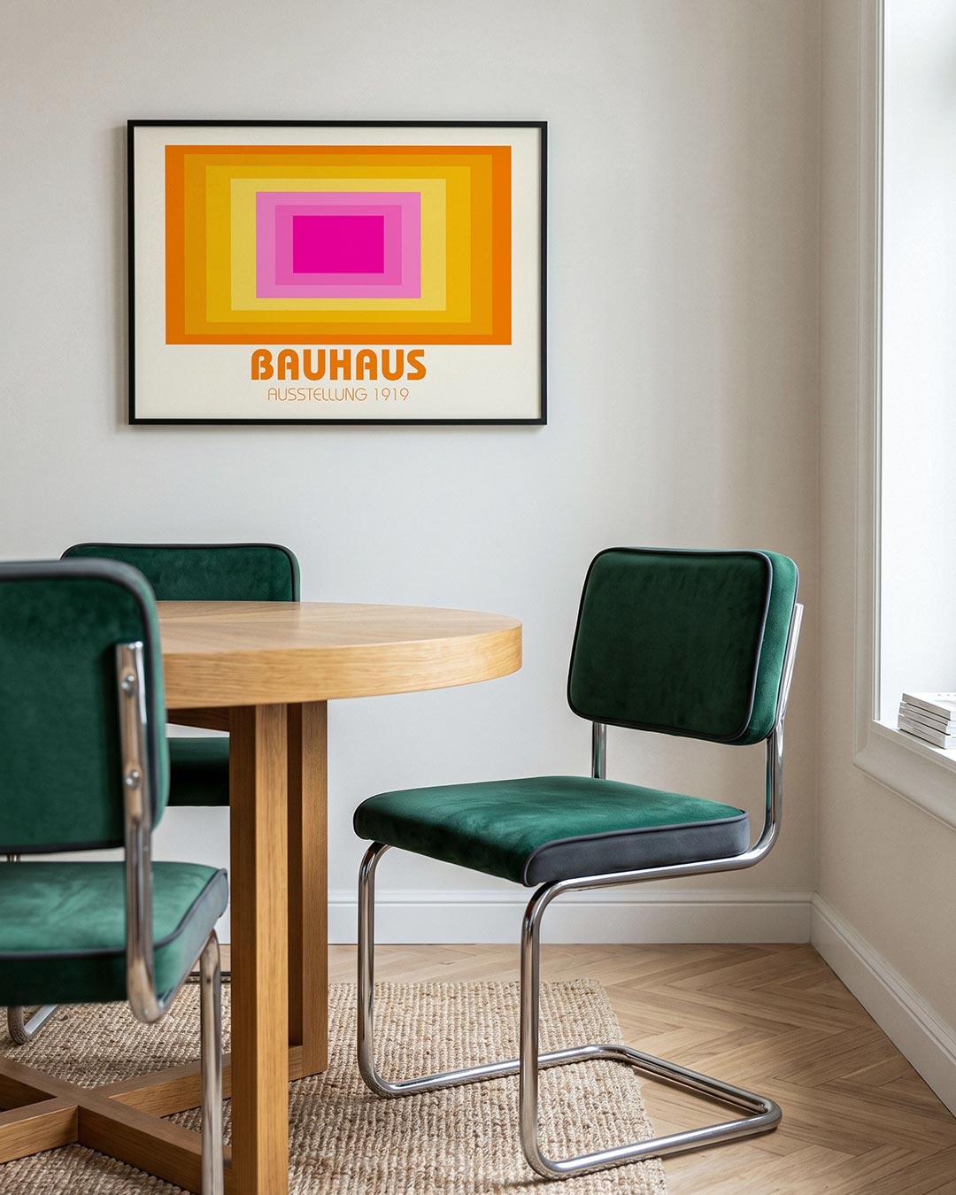 Kleurvlakken ritme – liggende Bauhaus poster voor aan de muur