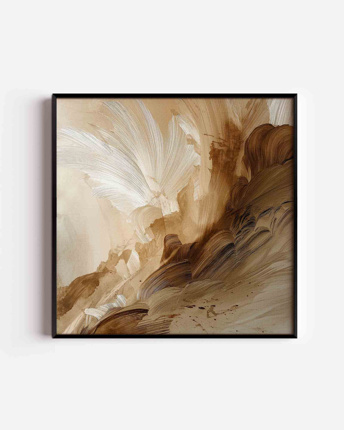 Abstracte penseelstreken – abstracte vierkante poster als wanddecoratie
