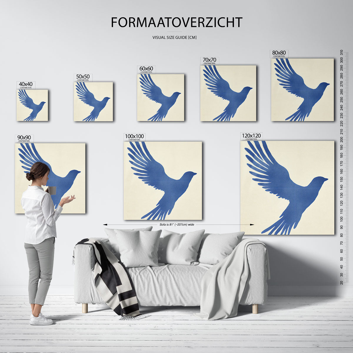 Vogel in vlucht – vierkante muurposter met dierenthema