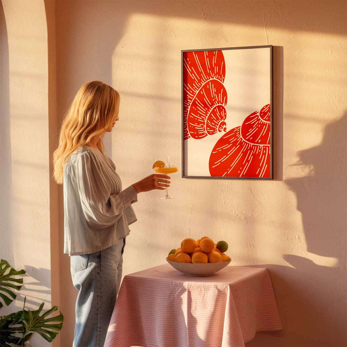 Schelpen in Stijl – zeedierenposter als moderne staande wanddecoratie