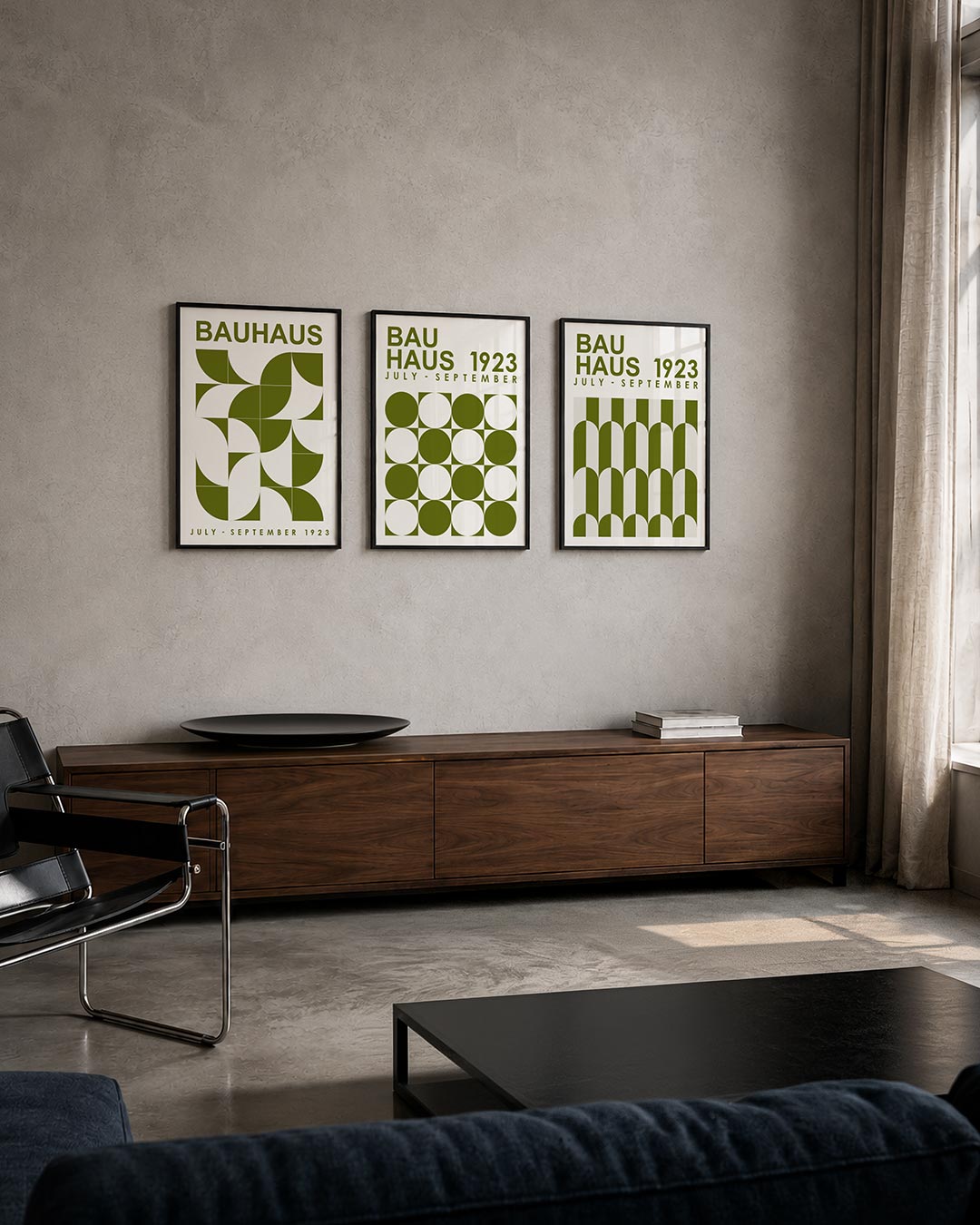 Vorm en kleur posterset – tweede productweergave – deze posterset in drie delen toont een speelse ordening van halve cirkels