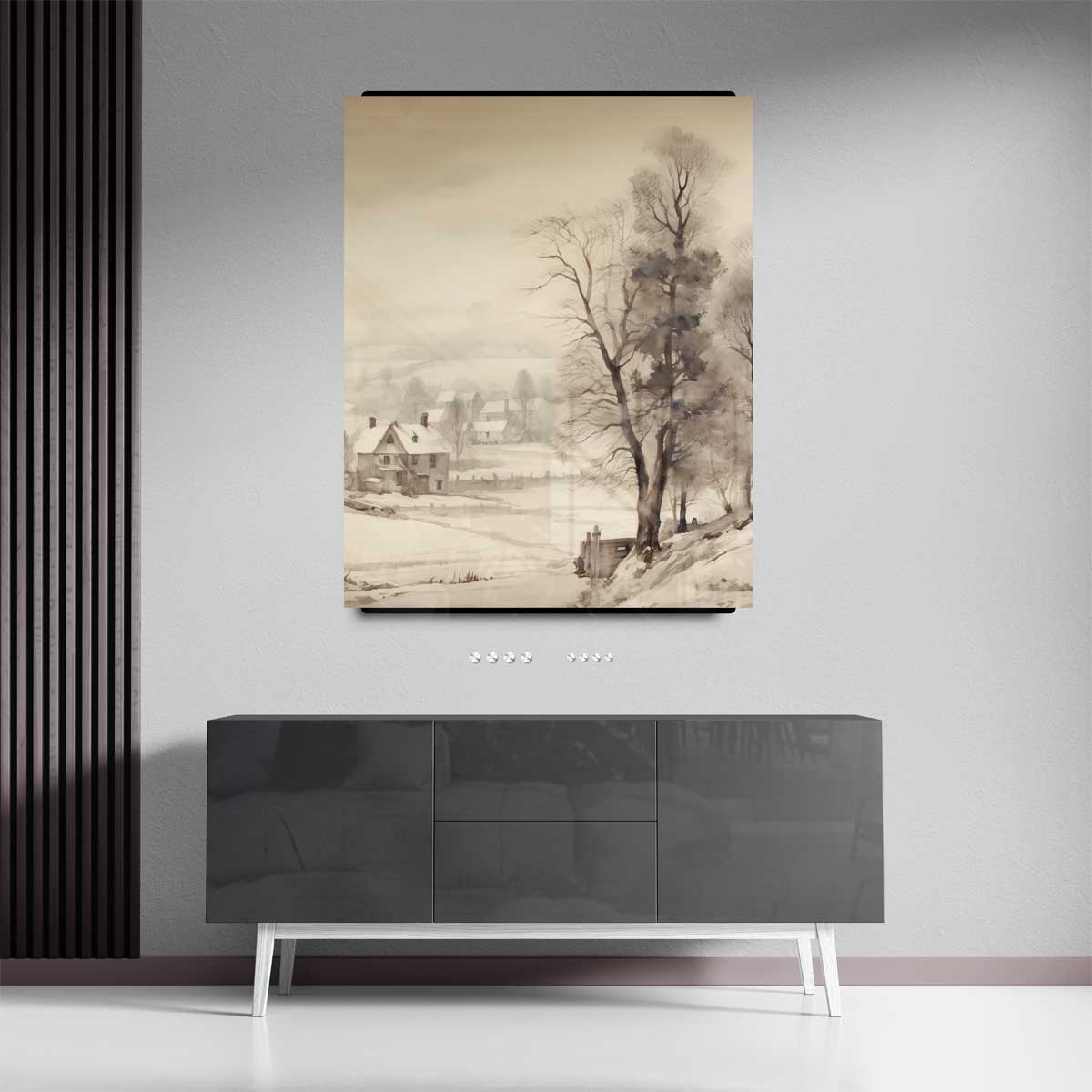 Winterse Rustieke Idylle – plexiglas kunstwerk als wanddecoratie