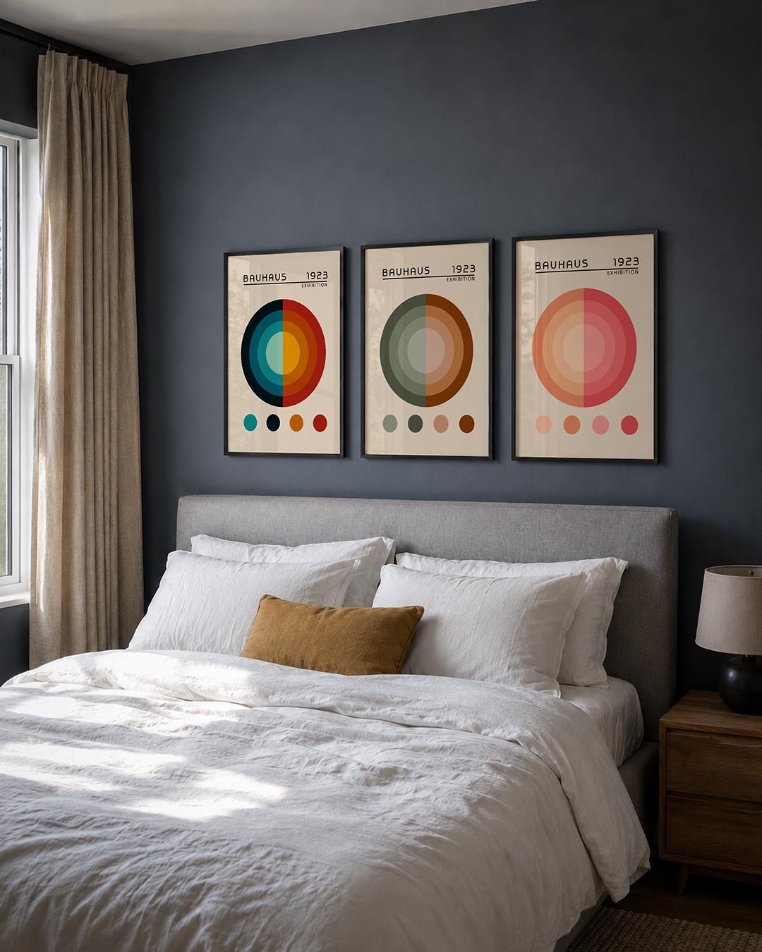 Cirkelvormen en kleur posterset – derde productweergave – deze posterset in drie delen toont een harmonie van cirkelvormen in