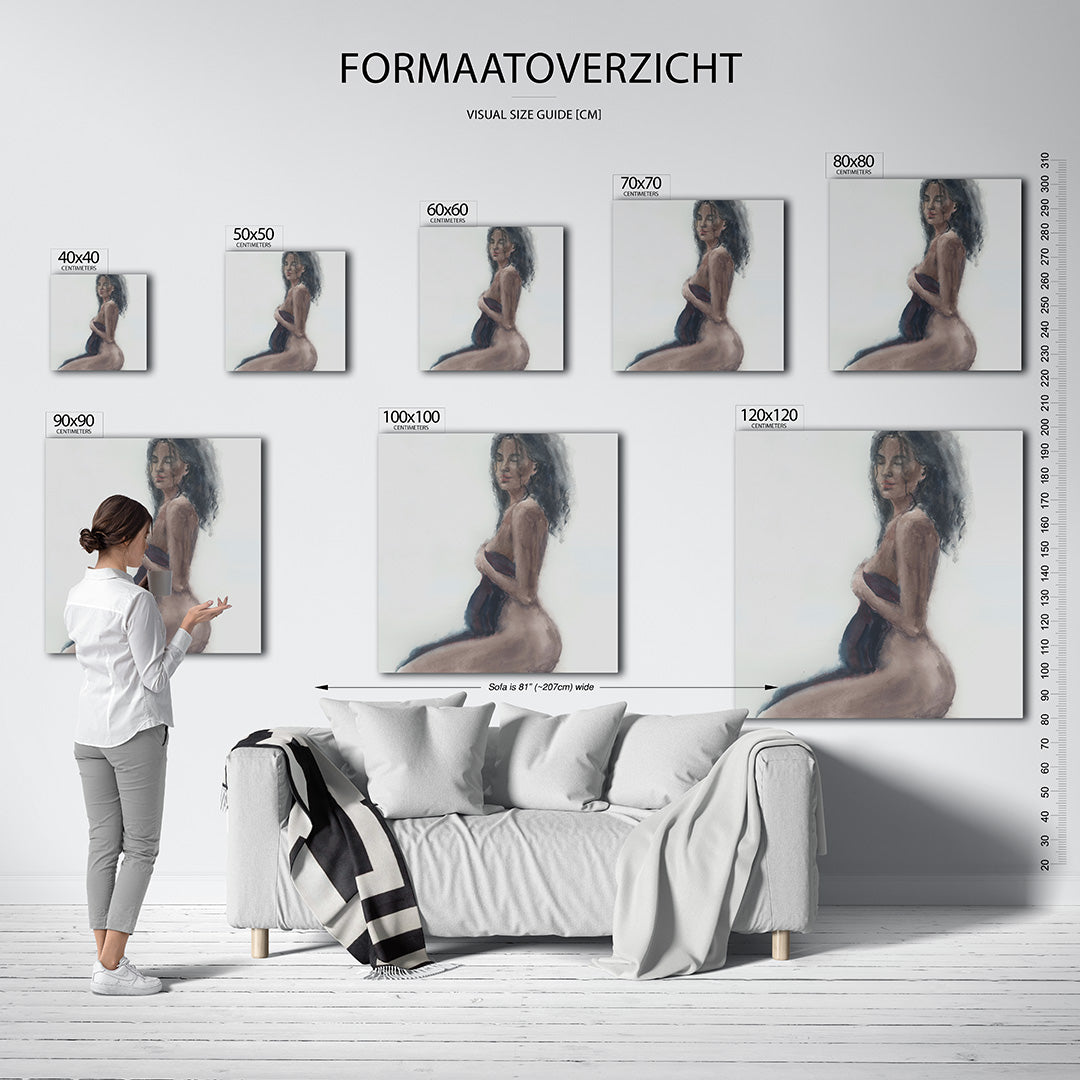Zachte vrouwelijke contouren kunstwerk – sfeerbeeld – dit kunstwerk toont een vrouw in zachte, vloeiende lijnen en subtiele