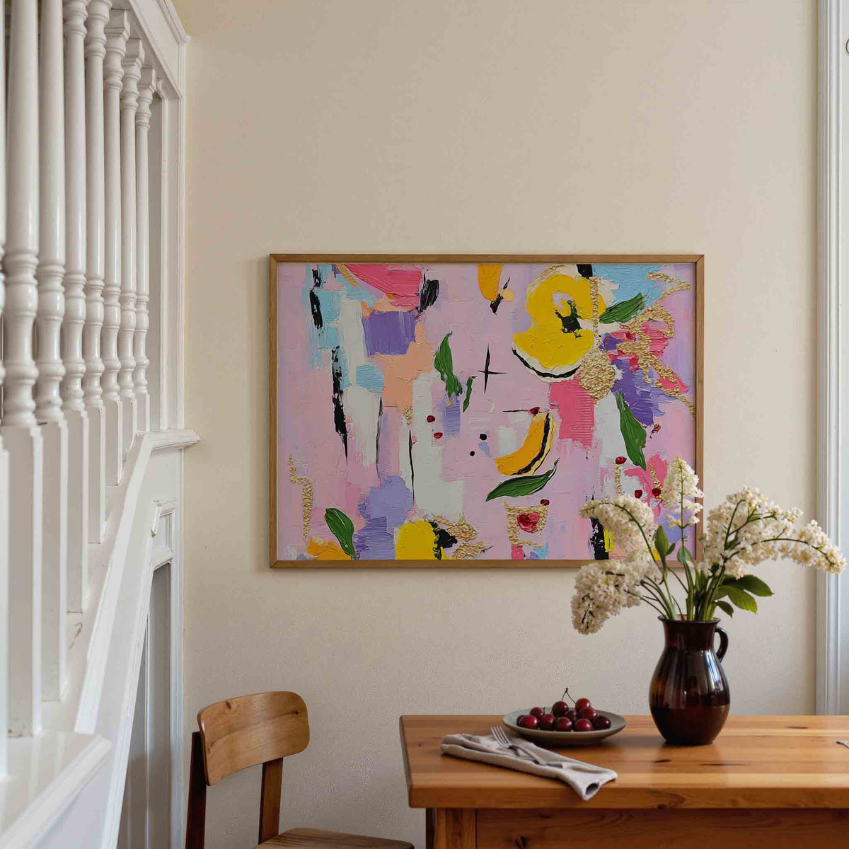 Abstracte bloemen en vormen – botanische poster in liggend formaat