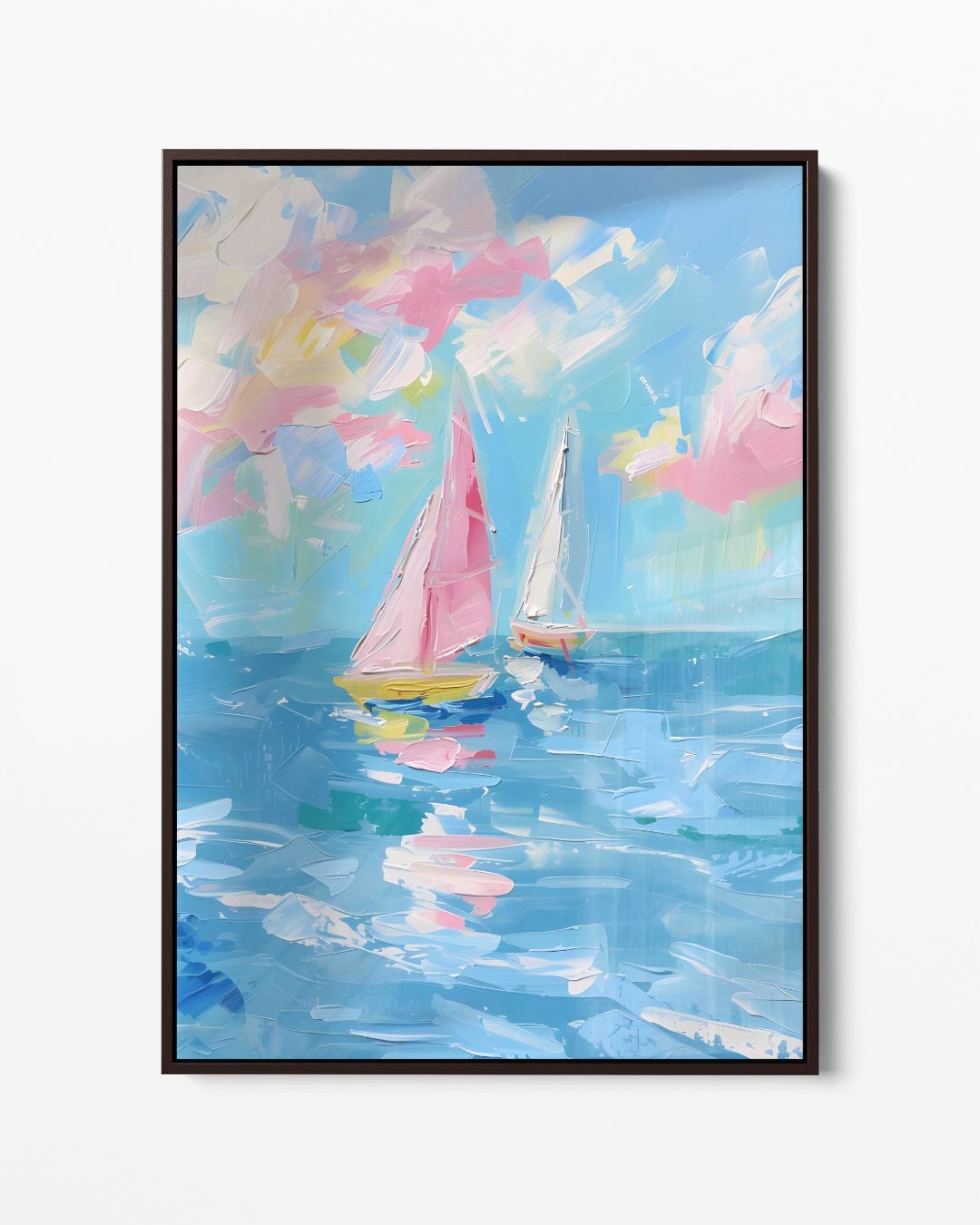 Vrolijke Zeilboten op zee – portret kunstwerk als wanddecoratie