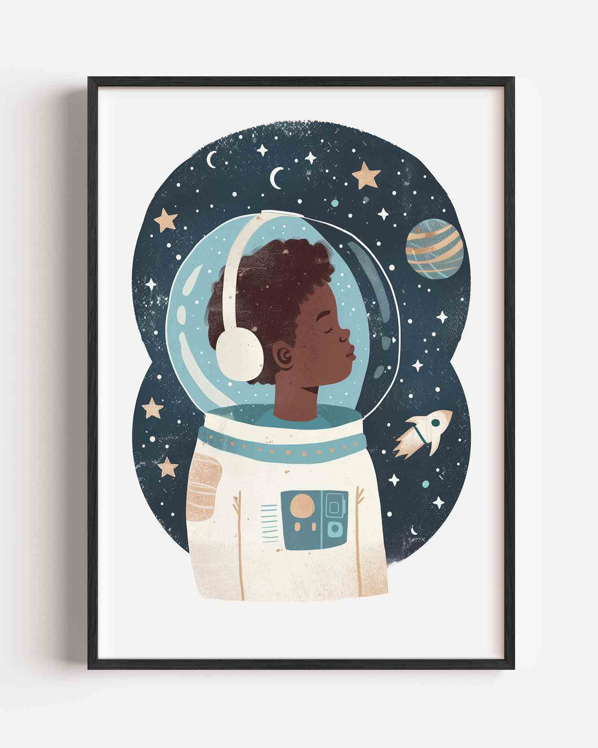 Astronaut met sterren – kids portret poster als wanddecoratie