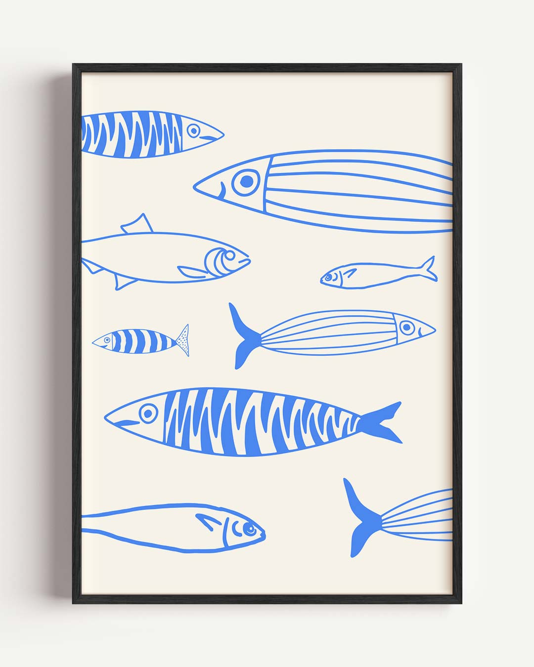 Fris Blauwe Vis Illustratie – keuken portret poster als wanddecoratie
