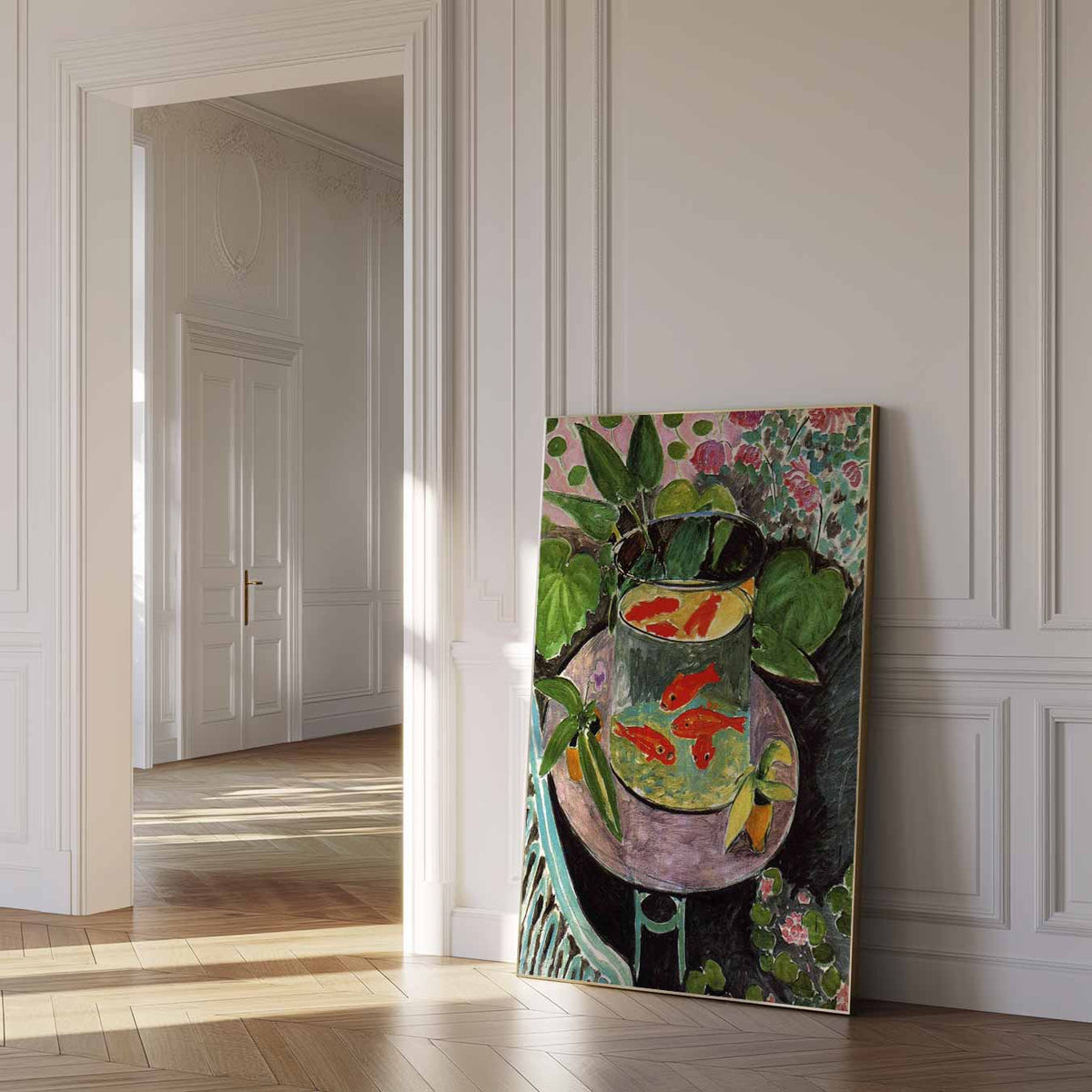 Vrolijke Goudvissen in de Tuin – urban poster in staand formaat