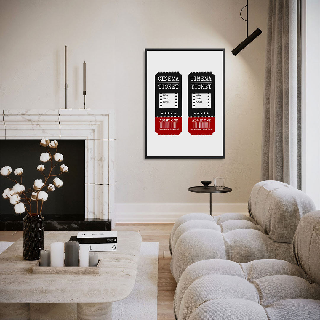 Bioscoopkaartjes illustratie – staand wanddecoratie kunstwerk