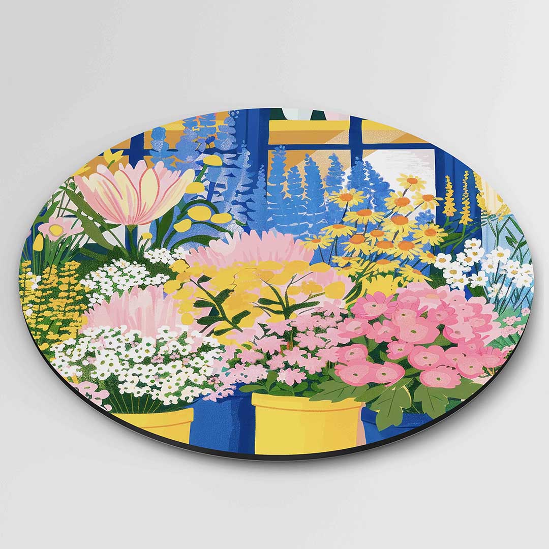 Bloemenzee – kleurrijke ronde wanddecoratie van WallArtistic