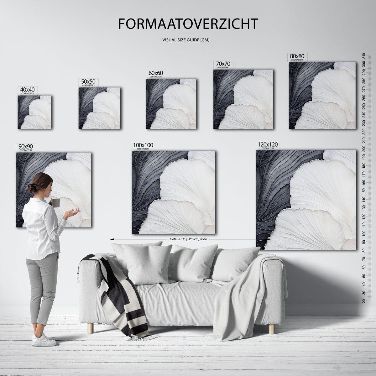 Golvende lijnen – vierkante muurposter met zachte abstracte vormen