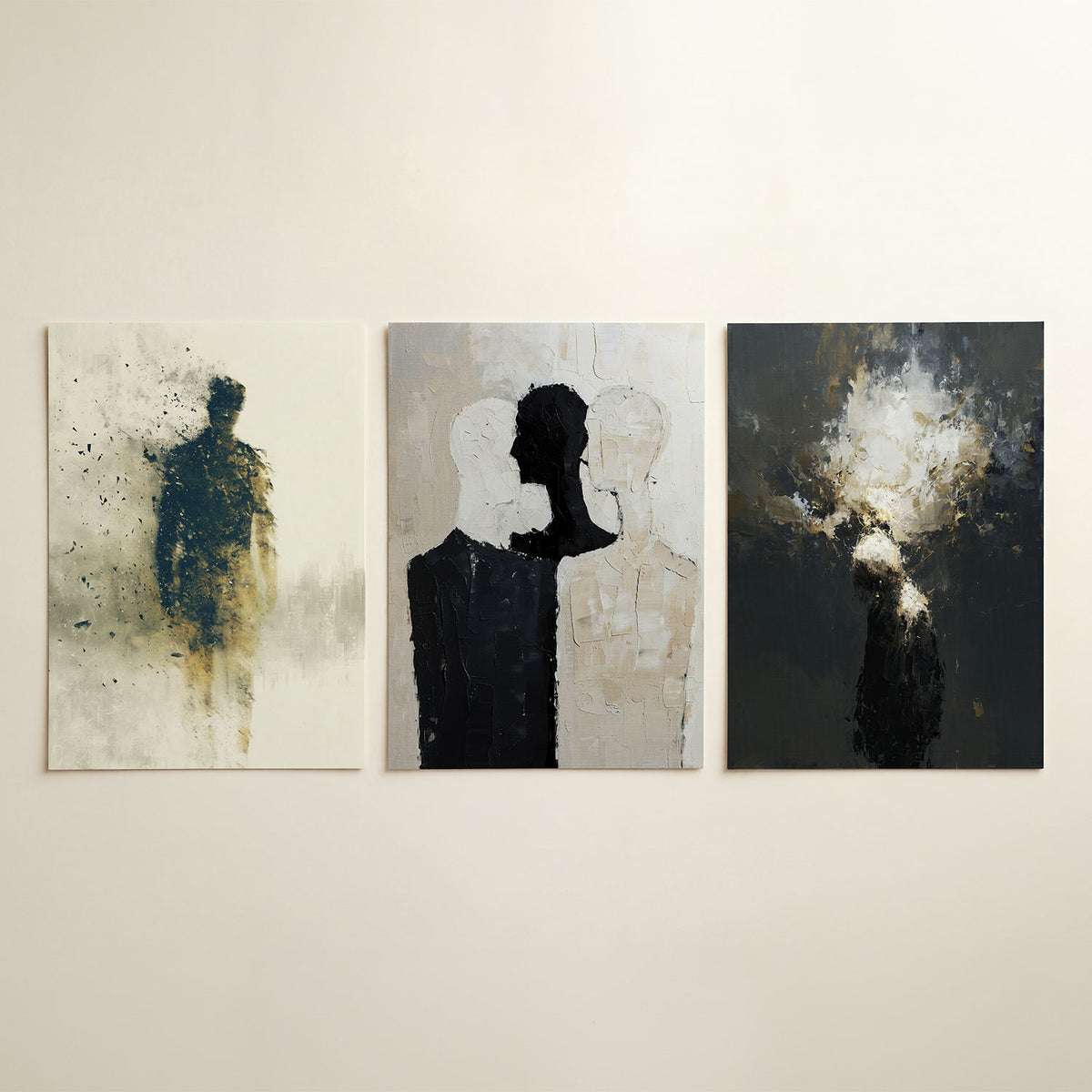 Vervagende silhouet driedelige posterset in tweede interieur