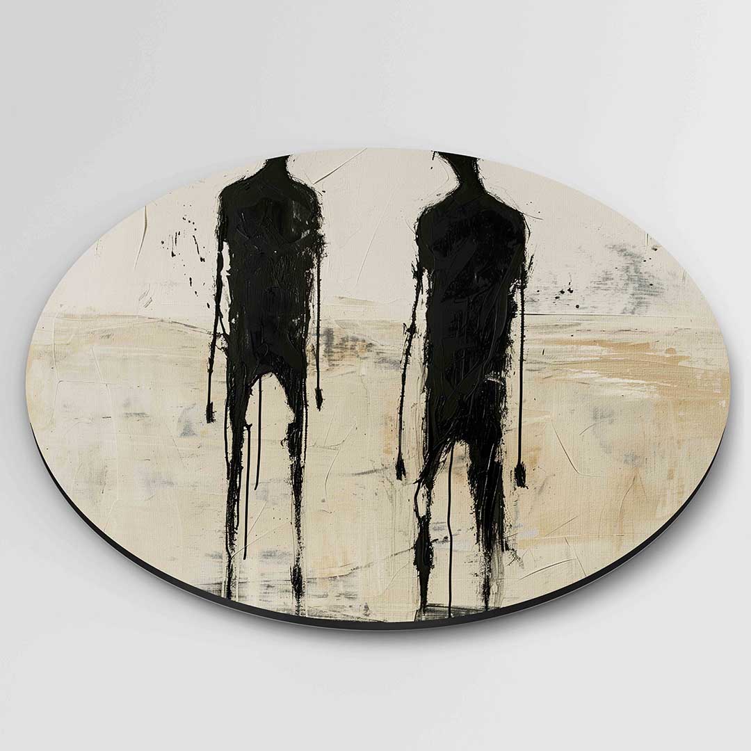 Twee figuren – abstracte wandkunst als muurcirkel van WallArtistic